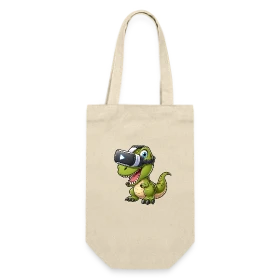 Maquette de Sac à bouteille - Dino T-Rex en Réalité Virtuelle – Humour Geek à imprimer et personnaliser