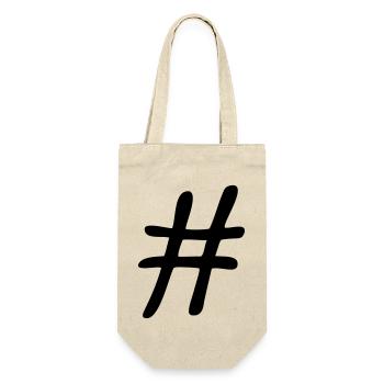 Hashtag Symbol Design - Geschenkbeutel für Flaschen - Natur - Vorne