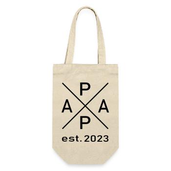 Papa est. 2023 - Geschenkbeutel für Flaschen - Natur - Vorne