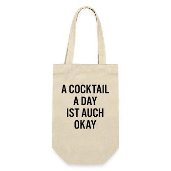 A cocktail a day ist auch okay - Geschenkbeutel für Flaschen - Natur - Vorne