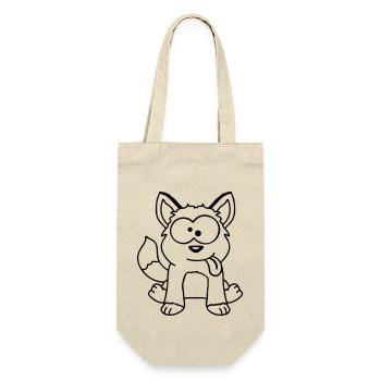Hund Fuchs Lustige Grimasse Schielen Zunge Raus - Geschenkbeutel für Flaschen - Natur - Vorne