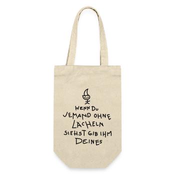 Lachen Sprüche - Geschenkbeutel für Flaschen - Natur - Vorne