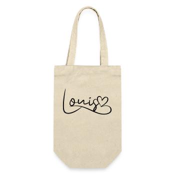 Louis Surname First Name Heart Decor - Gift Bag for Bottles - nature - Front