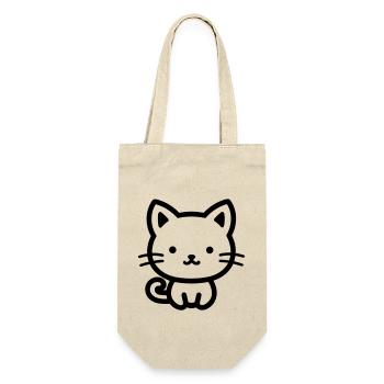 Katze - Geschenkbeutel für Flaschen - Natur - Vorne