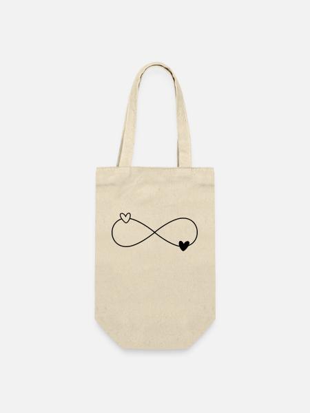 Infinity Herzen schwarz weiß - Geschenkbeutel für Flaschen - Natur