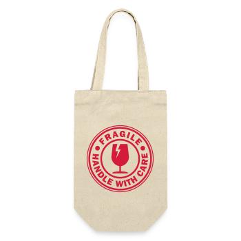 Fragile round circle stamp handle with care - Gift Bag for Bottles - nature - Front