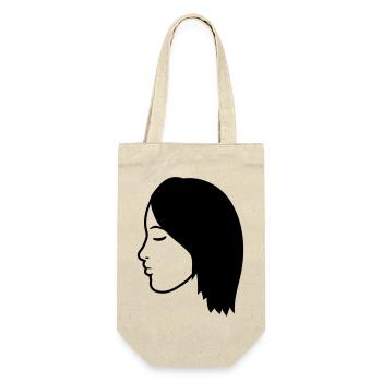 kopf gesicht weiblich frau girl maedchen huebsch s - Geschenkbeutel für Flaschen - Natur - Vorne