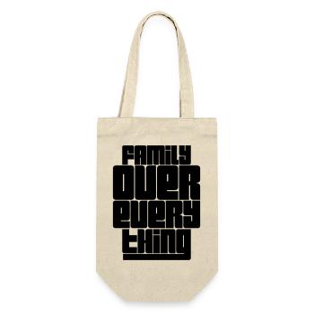Familiy Over Everything - Geschenkbeutel für Flaschen - Natur - Vorne