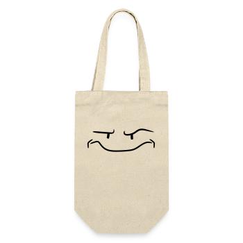 lustiges gesicht monster skeptisch cool comic cart - Geschenkbeutel für Flaschen - Natur - Vorne