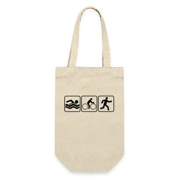 sport buttons piktogramm cool logo swim bike run t - Geschenkbeutel für Flaschen - Natur - Vorne
