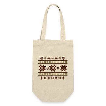 Norwegian pattern (winter) 02.1 - Gift Bag for Bottles - nature - Front