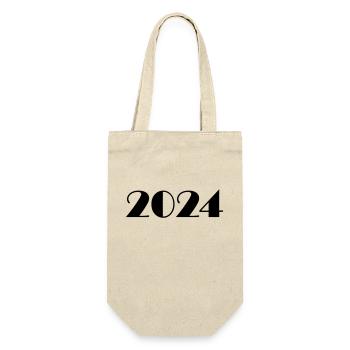 2024 Jahreszahl Datum Zahl Anno Kalenderjahr - Geschenkbeutel für Flaschen - Natur - Vorne