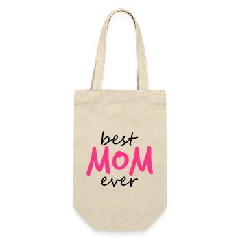 text best mom ever sticker aufkleber button liebe - Geschenkbeutel für Flaschen - Natur - Vorne