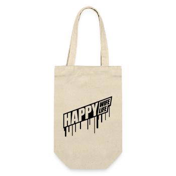 graffiti tropfen happy wife life ehefrau gluecklic - Geschenkbeutel für Flaschen - Natur - Vorne