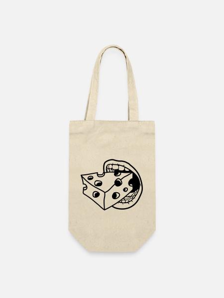 mouth bite eat mouth kaese loecher gauda co - Gift Bag for Bottles - nature