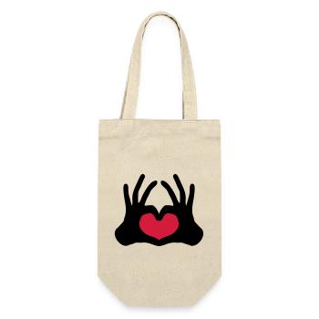 form umriss 2 haende paar team hand zeichen halbes - Geschenkbeutel für Flaschen - Natur - Vorne