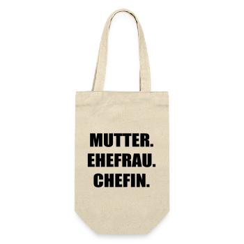 Mutter Ehefrau Chefin - Geschenkbeutel für Flaschen - Natur - Vorne