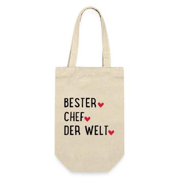 Bester Chef - Geschenkbeutel für Flaschen - Natur - Vorne