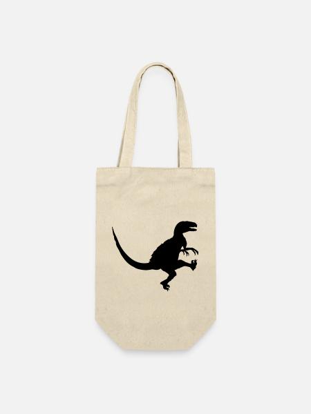 Tanzender angreifender Raptor T-Rex - Geschenkbeutel für Flaschen - Natur