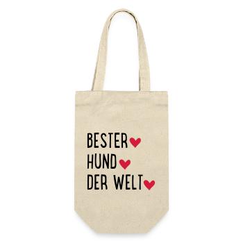 Hund - Geschenkbeutel für Flaschen - Natur - Vorne