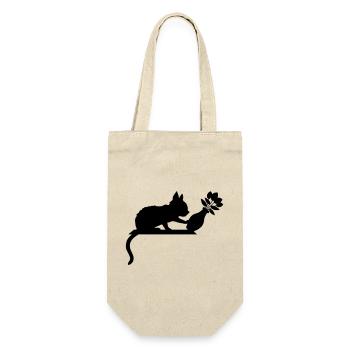 Blumenvase umstoßen freche Katze - Geschenkbeutel für Flaschen - Natur - Vorne