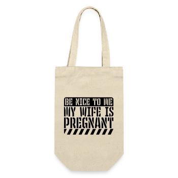 my wife is pregnant - Geschenkbeutel für Flaschen - Natur - Vorne