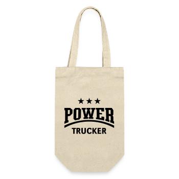 Power Trucker (LKW-Fahrer / Fernfahrer / Black) - Geschenkbeutel für Flaschen - Natur - Vorne