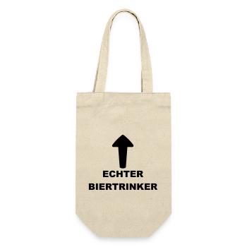 Lustiges "Echter Biertrinker" Design - Geschenkbeutel für Flaschen - Natur - Vorne