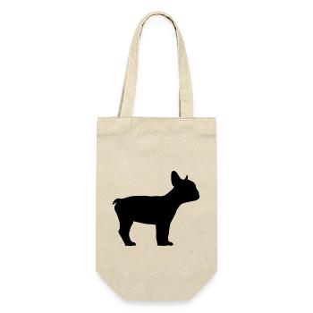 english bulldog schattenriss 1 - Geschenkbeutel für Flaschen - Natur - Vorne
