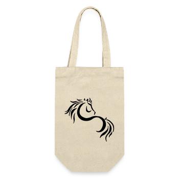 Lustig Pferd Prinzessin Mähne Geschenkidee Tribal - Geschenkbeutel für Flaschen - Natur - Vorne
