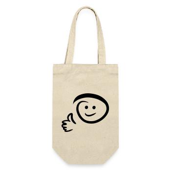 Gesicht lächelt zeigt Daumen hoch. Emoticon - Geschenkbeutel für Flaschen - Natur - Vorne