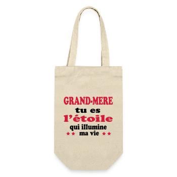 GROSSMUTTER, du bist der Star meines Lebens - Geschenkbeutel für Flaschen - Natur - Vorne