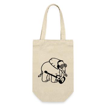 Elefant Spielt Gitarre Musik Party Band Gitarrist - Geschenkbeutel für Flaschen - Natur - Vorne