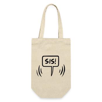Sis Schwester Sprechblase - Geschenkbeutel für Flaschen - Natur - Vorne