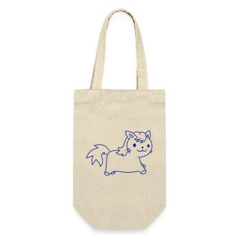 Kleine Pony Katze Gesicht Pferdchen Pferd Reitet - Geschenkbeutel für Flaschen - Natur - Vorne
