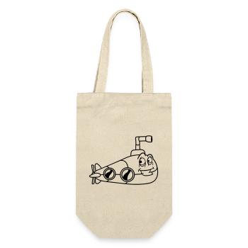 Lustiges U-Boot mit Gesicht Lächelt Comic Cartoon - Geschenkbeutel für Flaschen - Natur - Vorne