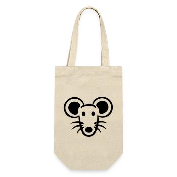 Maus Mäuschen Süße Kleine Ratte Nager Freundlich - Geschenkbeutel für Flaschen - Natur - Vorne