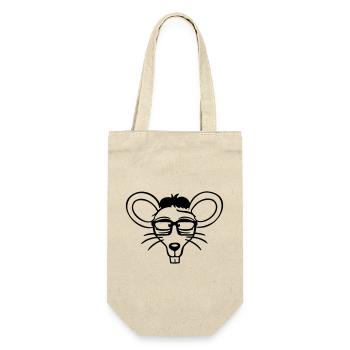 souris nerd geek hornglasses intelligent intelligent freak - Sac à bouteille - nature - Devant