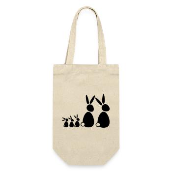 5 lapins, famille, enfants, parents, trois frères et sœurs, doux - Sac à bouteille - nature - Devant