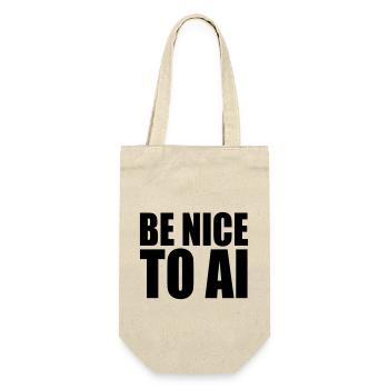 BE NICE TO AI - Geschenkbeutel für Flaschen - Natur - Vorne