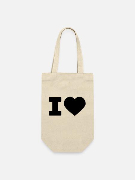 i love - Geschenkbeutel für Flaschen - Natur