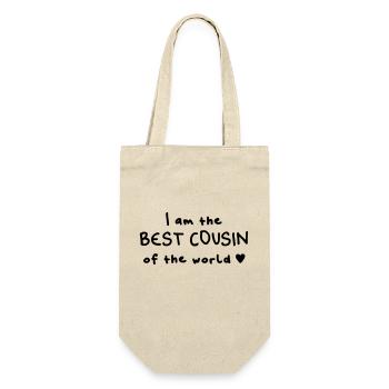 bester Cousin / beste Cousine der Welt Geschenk - Geschenkbeutel für Flaschen - Natur - Vorne