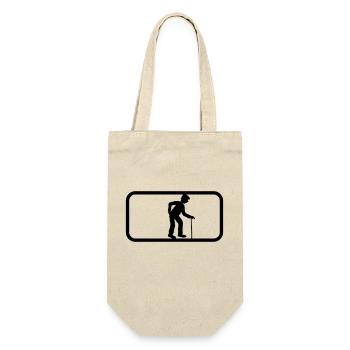 button sport logo stock hut gehen ruecken opa gros - Geschenkbeutel für Flaschen - Natur - Vorne