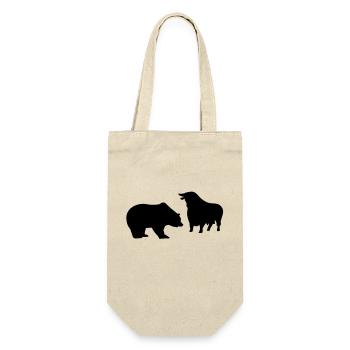 Bull and Bear T Shirt for Investors & Stock Market Experts - Gift Bag for Bottles - nature - Front