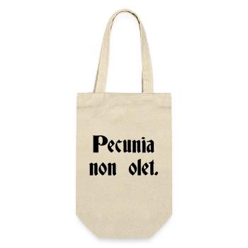 Pecunia Non Olet - lateinischer Spruch - Geschenkbeutel für Flaschen - Natur - Vorne
