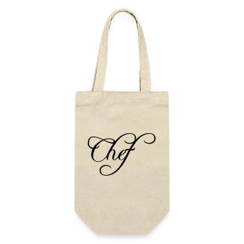 Chef Koch Chefkoch Mütze Logo Text Sternekoch - Geschenkbeutel für Flaschen - Natur - Vorne