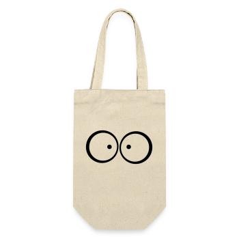 Anxious cross-eyed blue cartoon eyes - Gift Bag for Bottles - nature - Front