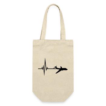 logo pulse frequency heartbeat line airplane airpl - Gift Bag for Bottles - nature - Front