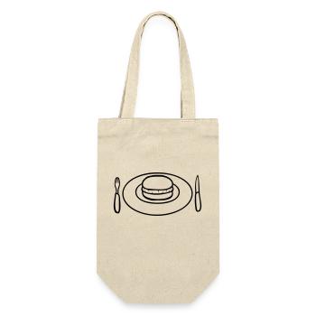 Mittagessen Teller Burger - Geschenkbeutel für Flaschen - Natur - Vorne