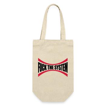 Logo Fuck the system - Geschenkbeutel für Flaschen - Natur - Vorne